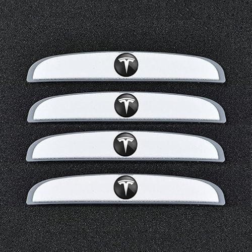 4pcs Car Door Anti-Collision Strip, for Tesla Model 3 S X Y, Anti-Scratch Car Door Edge Guard Protectors Accessories,-White