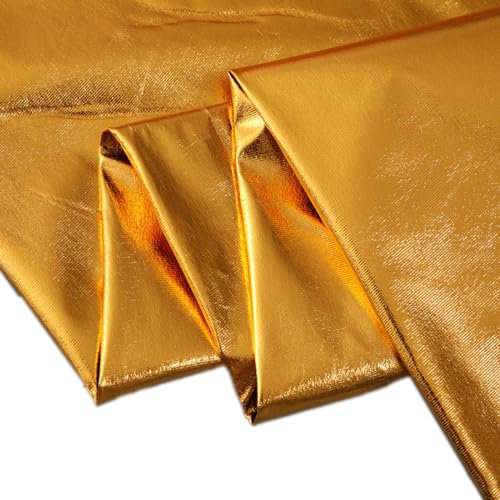 Wambere 500 cm × 150 cm Dekostoff Kostümstoff Kleiderstoff Vorhangstoff Hochzeitsstoff Stoffe Nähen Patchwork Stoffe Meterware,Stoffe für Bühnenaufführungen,Hintergrundstoff für Bühnenkostüme,Gold