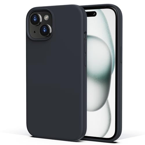 TIIXXA Silicone Case for iPhone 15 Case,Soft Ultra Slim Protective Shockproof Liquid Silicone Phone Case, Anti-Scratch Microfiber Lining, 6.1 Midnight Blue