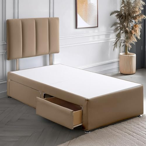 ComfoRest - Stylish 3FT Single Bed with 2 Drawers | Durable Frame for Modern Bedrooms | Practical Beds for Small Spaces | Versatile Choice for Everyday Comfort (Mink Plush)