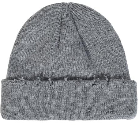 HeiDmai Unisex Ripped Knitted Beanie Hat Fashion Hip-Hop Skull Caps Winter Slouchy Hat, GRAU, Einheitsgr��e