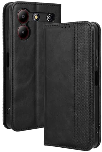 RonRun ZTE Blade A54 Hülle Flip PU Leder Magnet Handyhülle mit Wallet Case Klappen Ständer Stoßfest Schutzhülle Kompatible für ZTE Blade A54, schwarz
