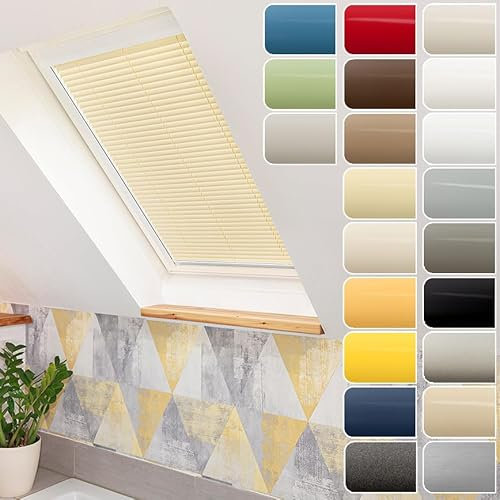 Dekologi Jalousie für V e l u x Dachfenster mit Seitenschienen, Aluminium Alu Jalousien, GGL, GGU, GHL, GTL, GPL, GHU, GPU, VL, VU, VK, VE, GTU, VEA, GIL, VfB Sonnenschutz auf Maß