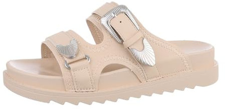 Ital Design Damenschuhe Sandalen & Sandaletten Pantoletten, DM-36-, Kunstleder, Beige, Gr. 38