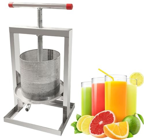 Fruit Wine Press, Manual Juice Maker Stainless Steel Barrels, Honey Press Extractor for Cider Apple Grape WineTincture Vegetables Honey Olive Oil Making,8L