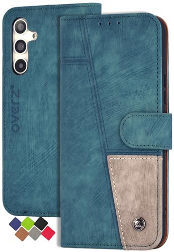 overz Hülle für Samsung S24 Klappbar Handyhülle mit RFID-Schutz Flip Case Cover Schutzhülle Klapphülle aus PU Leder für Samsung Galaxy S 24 5G - Türkis