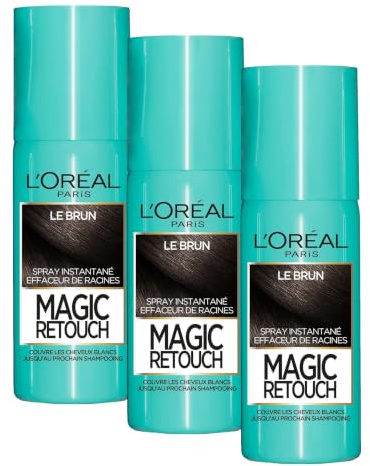 L'Oréal Paris Spray Instantané Correcteur de Racines & Cheveux Blancs, Magic Retouch, Brun, 75 ml (Lot de 3)