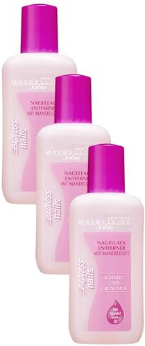 Maybelline Jade Nagellackentferner mit Aceton, Pflegend, Express Nails, 125 ml (Packung mit 3)