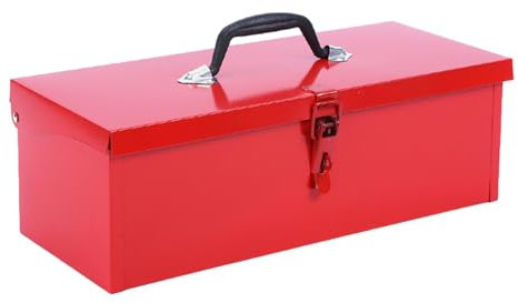 Qianly Boîte à outils en fer, boîte à outils à main, poignée antidérapante, fermeture de loquet, organisateur d'outils, boîte à outils vide