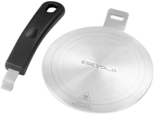 ESEVOLO Induction Adapter Plate Detachable, 5.5 Inch Stainless Steel Heat Diffuser Plate for Moka Pot 6 Cup, Heat Diffuser Cooking Induction Adapter for Gas Stove and Glass