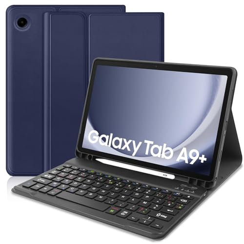 Zabatoco Étui Clavier Compatible avec Samsung Galaxy Tab A9+ 11 2023, AZERTY Français Clavier Coque pour Samsung Galaxy Tab A9+ / A9 Plus 11 Pouces 2023 (SM-X210/X216/X218)