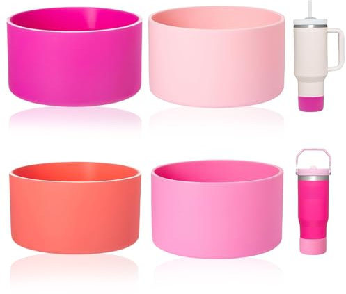 Nayyana Lot de 4 manchons en silicone pour bateau Stanley Cup Quencher - Protection en caoutchouc pour Stanley Tumbler Car Travel Cup Bottom Sleeve - Protection du bas du bateau