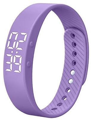 Digital Waterproof Pedometer Watch - Non-Bluetooth Step Counter Watch, Fitness Watch Silent Vibrating Alarm Clock Fitness Tracker without Smartphone LED Digital Watch Men & Women(Purple)
