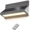 Esotec Solar Wand- Schilderleuchte für außen ALU-LINE | 2 Lichtfarben Fernbedienung Li-Ion Akku LED-Wandlampe Schildbeleuchtung Außenleuchte | outdoor ALUMINIUM METALL schwarz H=12cm 102649