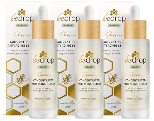 3er Set bedrop Concentrated Anti Aging Serum mit Bienengift & Gelée Royal hochdosiert - Reine Imker Qualität ohne Zusatzstoffe (3x 30 ml Sparset)