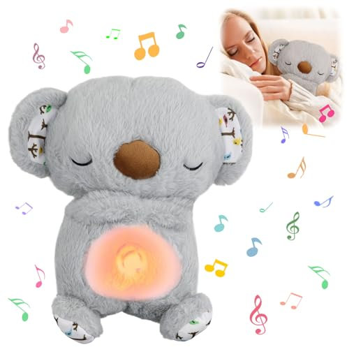 Schlummer Otter Kuscheltier mit Atembewegung und Musik, Baby Erstausstattung Neugeborene, Schlummer-Koala mit Herzschlag, Baby Spielzeug 0 Monate +