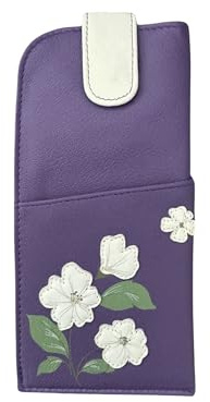 Mala Leather Sakura Floral Glasses Case soft leather wide tab top ladies
