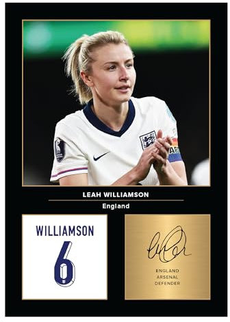 Icons Wall Art Leah Williamson England Lionesses signiertes A4-Foto, Geschenk für England-Fans, digital reproduzierte Unterschrift, ungerahmt