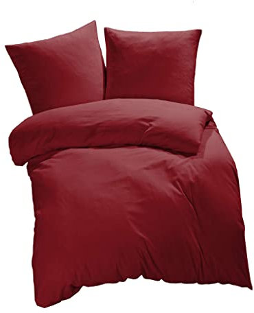 etérea Seersucker Bettwäsche 135x200 cm - bügelfreies Bettwäsche Set mit Kissen - Microfaser Satin nach Oekotex 100 - Reißverschluß - Kariert - 135x200cm + 80x80 cm Kissenbezug - Bordeaux