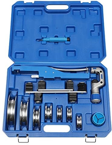 Set di mini piegatubi a mano, 6-22 mm, curvatrice a mano, in rame, per riscaldamento sanitario, 90°, piegatubi manuale, colore blu, argento