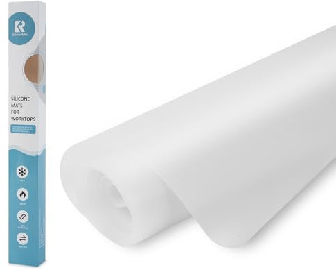 KR KITCHENRAKU Große Silikonmatte,rutschfeste Tischunterlage, Hitzebeständige Antihaftmatte, Tischunterlage, wiederverwendbar, lebensmittelecht, spülmaschinenfest (Transparent, 40x120cm)