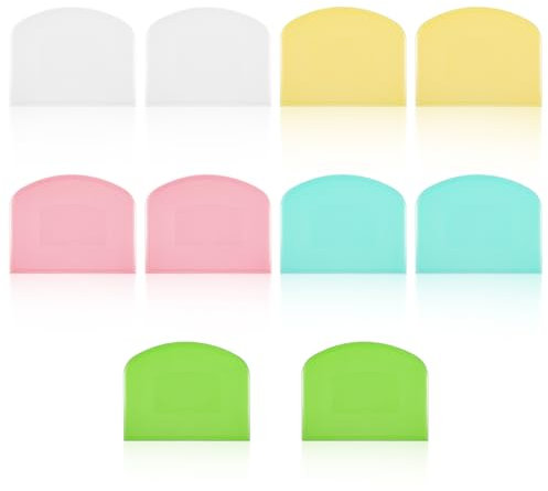 10Pcs Dough Scraper,Bench Scraper,Plastic Flexible Bowl Scrapers Angles Cake Modeling Utensils Baking Supplies Scrapers Tool Kitchen (White,Green,Yellow,Pink,Blue)