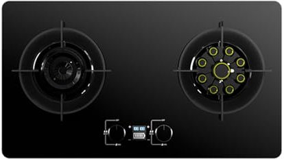 Gas Hob,Desktop and Embedded Dual-use 2 Gas Cooker Left 4kw Right 4.5kw NG/LPG,Gas Stove Timing with Flameout Protection,Cooktop for Outdoor Camping Home(LPG)