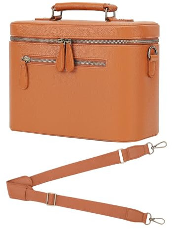 Divvia Camera Sling Bag, Waterproof PU Leather Crossbody Camera Bag for DSLR/SLR/Mirrorless, Small Shockproof Case with Removable Dividers for Photographers, 4L Brown, Brown