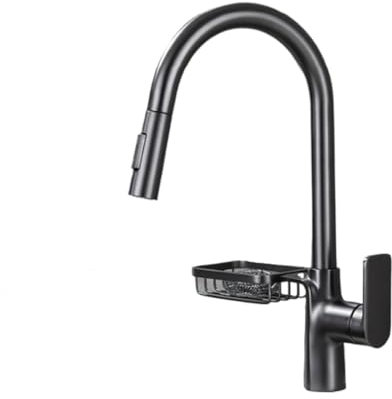 IUokLU Ausziehbarer Wasserhahn aus Messing 360 Grad drehbar an Deck montierte Spültisch-Mischbatterie 3 Farben heißes und kaltes Wasser Kran-Sprühauslauf Pistole，Pistolengrau