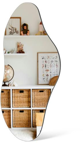 Ymahizax Wall Mirror, Black Irregular Mirror for Living Room, 98 x 45 CM Hanging Decorative Mirrors for Walls Make up Dressing Mirrors for Bedroom Hallway