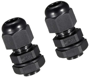 Unifizz 4Pcs M12 Cable Gland – Durable Threaded Wire Connector with Locknut for 3-6.5mm Dia Cable Wire, Black
