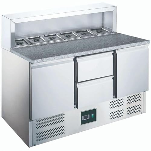 ZORRO Pizzatisch ZPS 903 2D | 2 Türen / 2 Schubladen | Edelstahlaufsatz | 1365x700mm