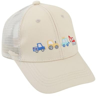 Beichwtd Trucker Cap Kinder 2-8 Jahre mit Traktor Bagger Design | Verstellbare Jungen/Mädchen Baseballkappe für Kindergarten & Outdoor | Atmungsaktiver Mesh