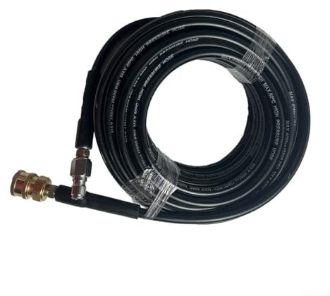 Tuyau de Nettoyeur Haute Pression de 3/8 avec Connecteur Rapide Pivotant 2000 PSI Raccords Flexibles en Acier Inoxydable (20 m)