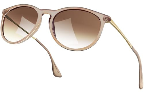Perkanion Polarisierte Sonnenbrille Damen Rund UV400 Schutz Sonnen Brille Cateye Retro Vintage Sunglasses Woman