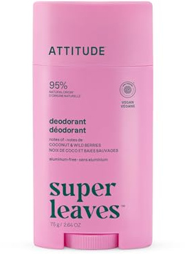 ATTITUDE Aluminum Free Deodorant, Natural Origin Ingredients, EWG Verified, Odor Control With Baking Soda, Twist & Glide, Dermatologically Tested, Vegan, Coconut & Wild Berries, 75 g