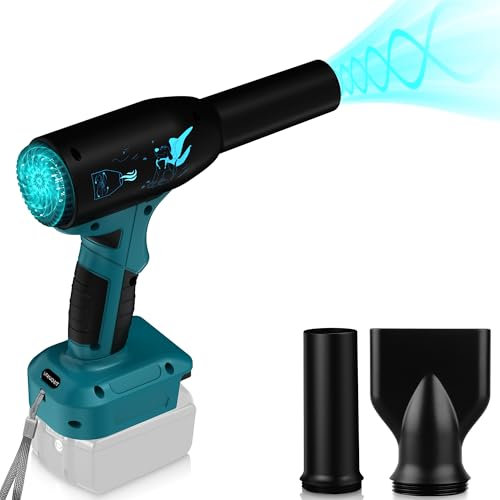 OGJUNX Soffiatore per batteria Makita da 18 V, 90000 giri/min, aspirapolvere elettrico senza fili con 3 marce per asciugacapelli, pulizia auto, tastiera