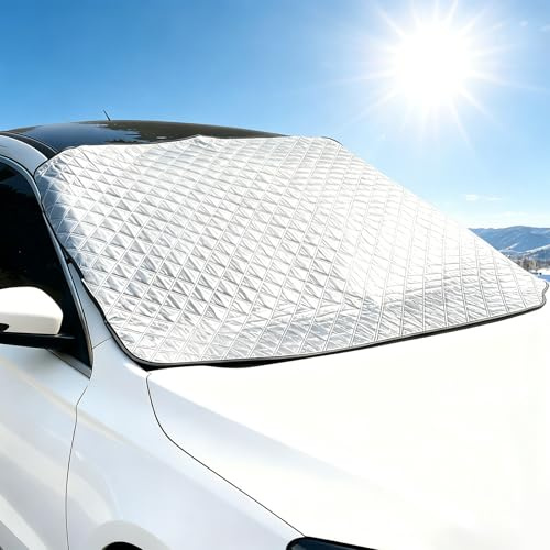 SDLDEER Car Windscreen Cover 97 x 147cm Heavy Duty Ultra Thick Windscreen Cover Car Snow Cover, Snow Ice Frost Sun Dust Water Protective Windshield Cover for Cars SUVs (Standard)