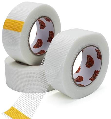 TAPEBEAR Trockenbau Gewebeband 50 mm x 45 m Selbstklebend Fugenband | für Wandreparatur Rigips Deckenrisse Schimmel Feuchtigkeit Beständig 3 Rollen