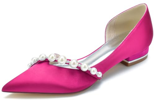 DANOBAB Damen Ballerinas Elegante Flache Schuhe, Klassische Abendschuhe, Ballettpumps, Hochzeitsschuhe, Ballerinas für den Alltag,Rose red,38