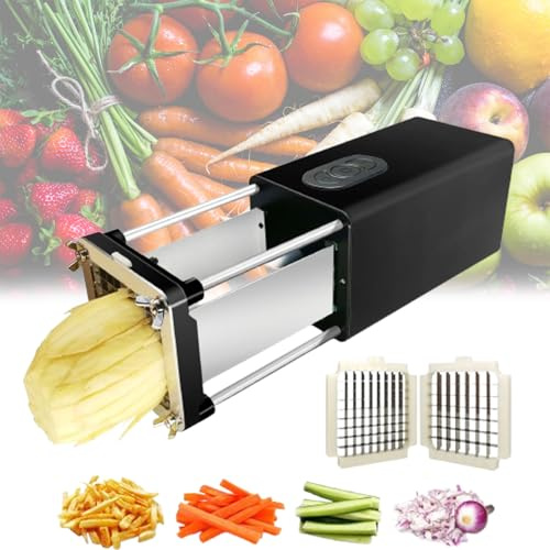 Electric French Fry Cutter, Automatic Potato Cutter, with 1/2Inch & 3/8Inch, Ergonomic Quick Cutting, Easy to Clean and Maintain, Suitable for Potato Carrot Cucumber