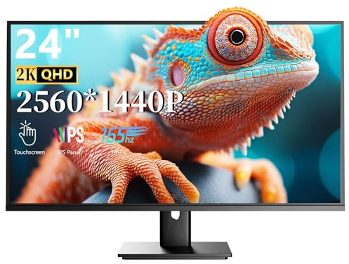 Pisichen 24-Zoll-Touchscreen-Gaming-Monitor 165Hz QHD 2K 2560 x 1440 P Computer-Monitor 2 ms FreeSync HDR 110% HDMI DP USB-C-Anschlüsse Augenschonend Rahmenlos VESA-Halterung