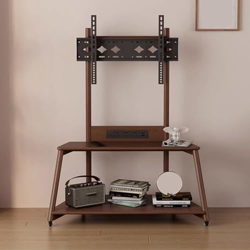 PP-Vic Soporte De TV con Ruedas De Madera Maciza,Carrito para TV,Consola Multimedia Móvil,Soporte De Piso para Monitor De Altura Ajustable para TV Móvil,Capacidad 110 Libras,B 32 to 65 Inch