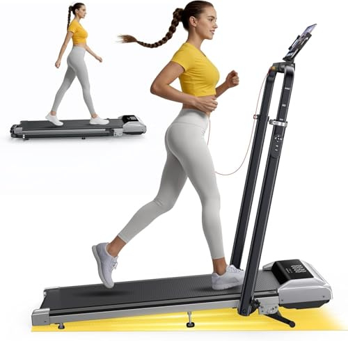 6 in 1 Tapis Roulant Elettrico, 12km/h Tapis Roulant Pieghevole con 12% Pendenza, 1150MM Tubo Montante Retrattile, 95°/105° Tubo Montante Rotante, 2.5HP Motore, App e Telecomando (Nero Argento)