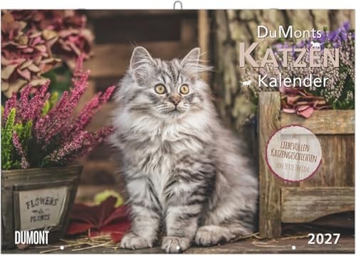DuMonts Katzen Kalender 2027: Wandkalender 42x29 cm (42x58 cm geöffnet) mit Notizkalendarium, 12 Katzenportraits und literarischen Geschichten