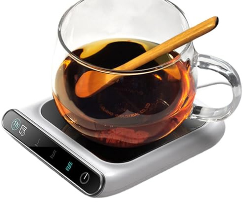 Coffee Mug Warmer – ABS PC Silicone Glass 13.5 x 11.5 x 2 cm | Tea and Coffee Heater 3 Temperatures Automatic Shut-Off | Drink Warmer Office Kitchen Bedroom Travel Lunch