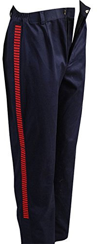 Cosfunmax Superhelden-Hose für Herren, marineblau, rote Riemen, Deluxe-Hose, Halloween, Cosplay-Kostüm, Marineblau mit Rot, L