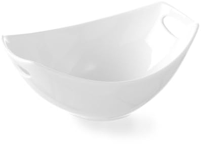 HENDI Salat-/ Beilagen Schüssel, Hohe Schlag- und Verschleißfestigkeit, Servierschüsseln, Dessertschale, Snackschale, Schüssel, 235x160x98mm, Weiß Porzellan