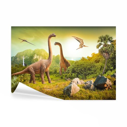 decomonkey Fototapete selbstklebend Kinderzimmer Dinosaurier, 392x280 cm | XXL, Jurasic, Park, Selbstklebende, Tapeten, Wand, Fototapeten, Tapete, Wandtapete, klebend, Klebefolie