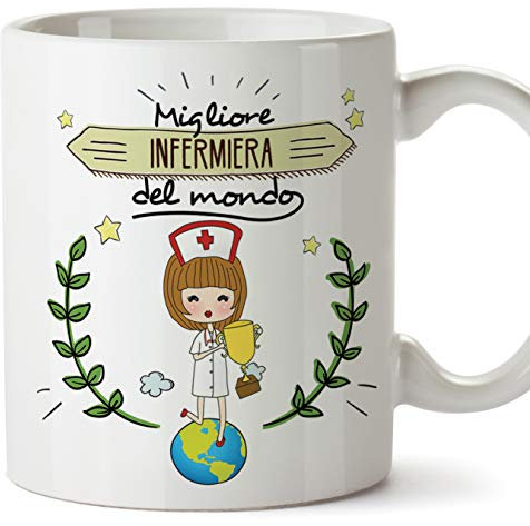 Mugffins Infermiera Tazze Originali di caffè e Colazione da Regalare Lavoratori e Professionisti - Migliore Infermiera del Mondo - Ceramica 350 ml